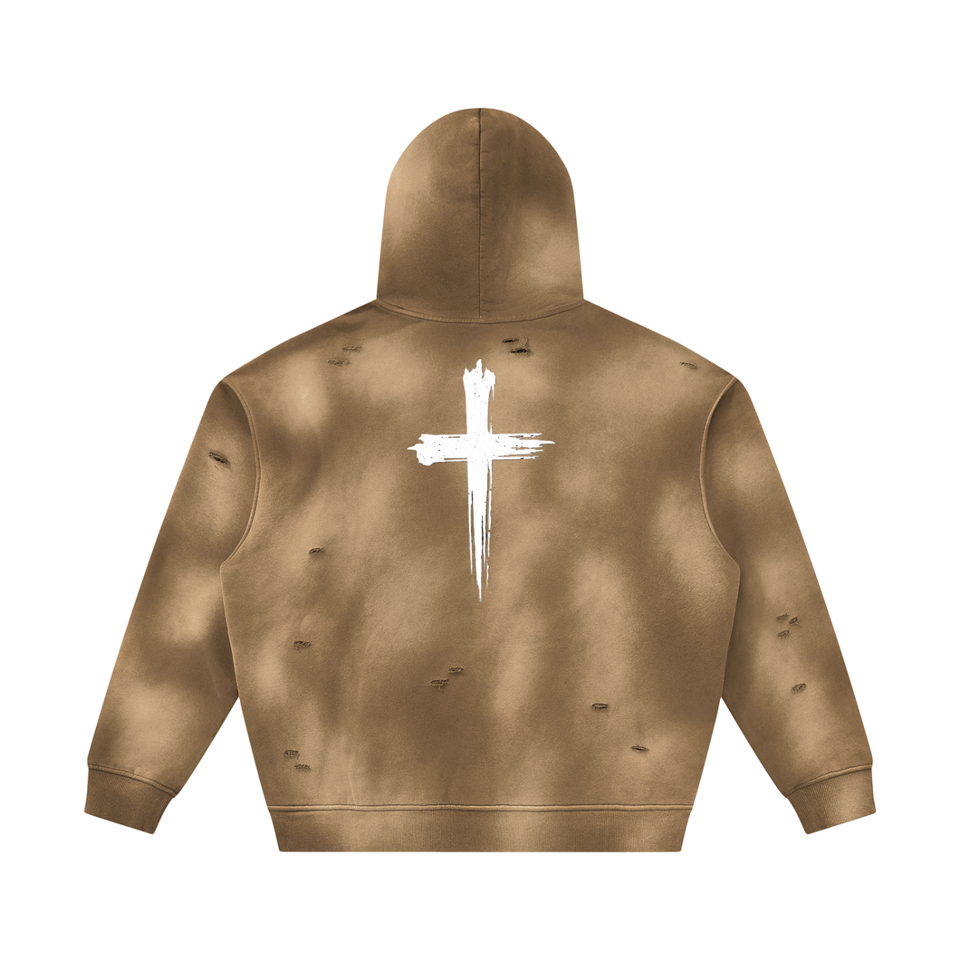 Unisex Sunfade Frayed Fleece Hoodie