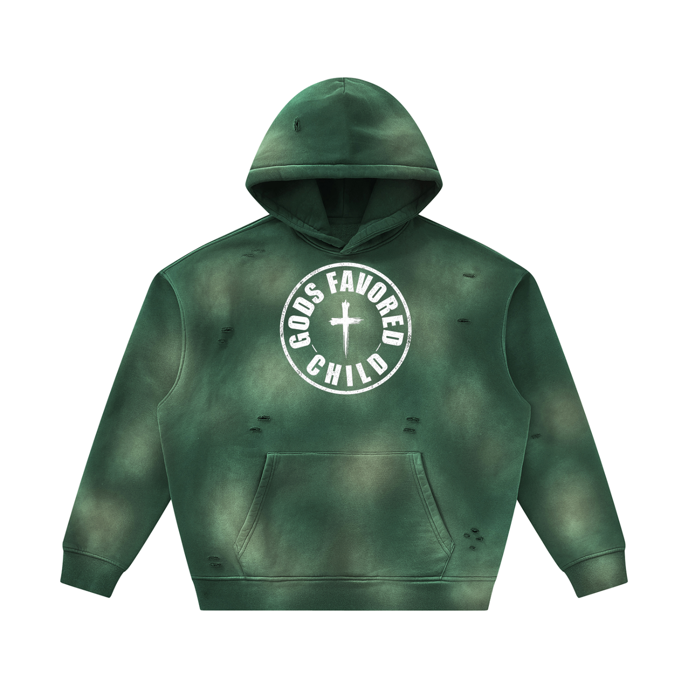 Unisex Sunfade Frayed Fleece Hoodie