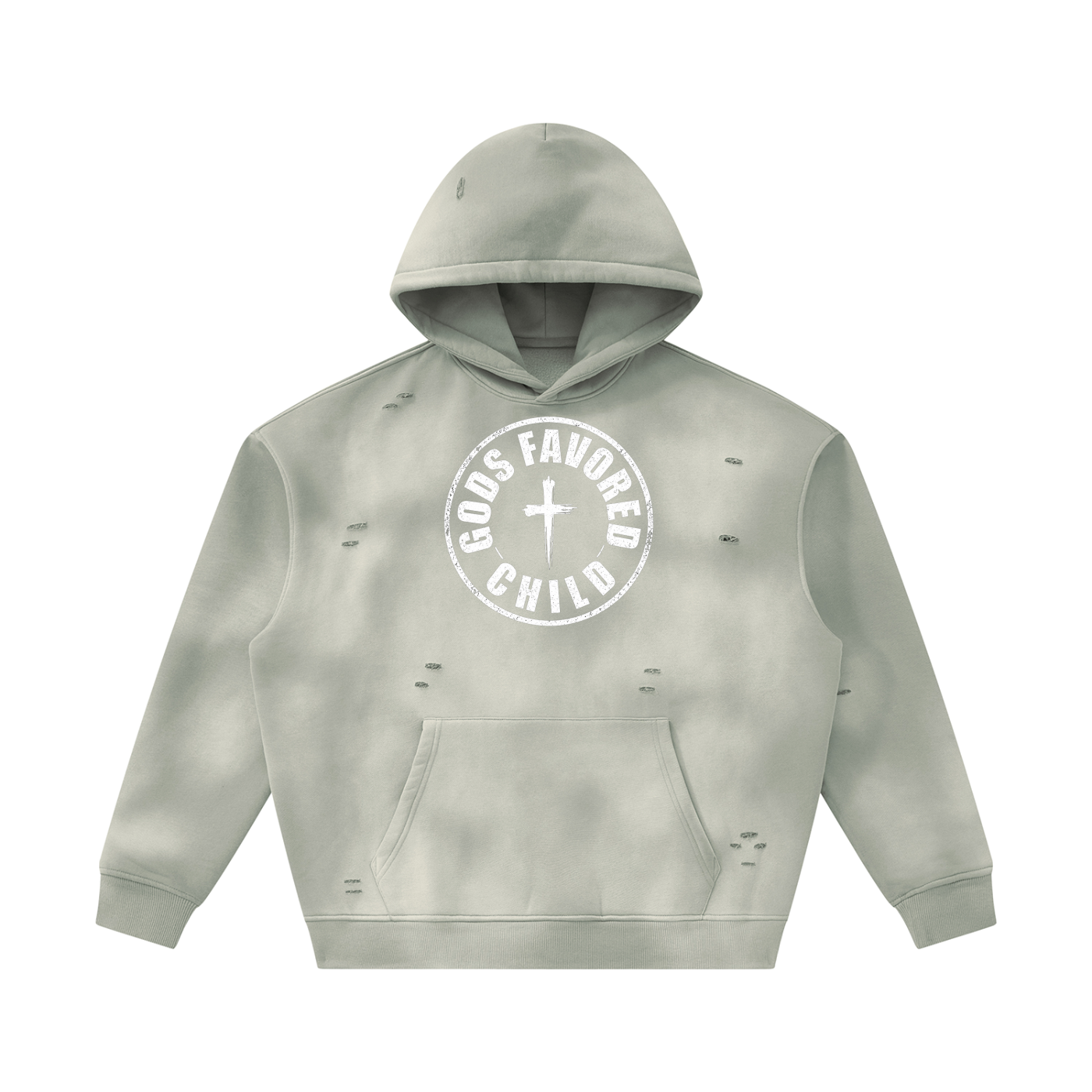 Unisex Sunfade Frayed Fleece Hoodie