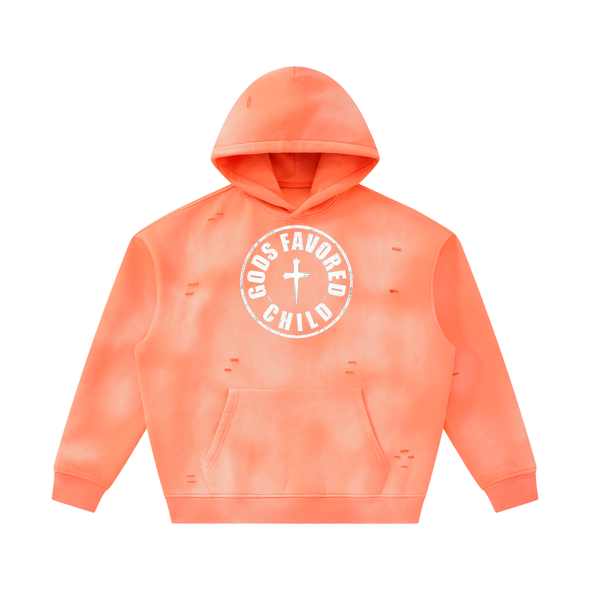 Unisex Sunfade Frayed Fleece Hoodie