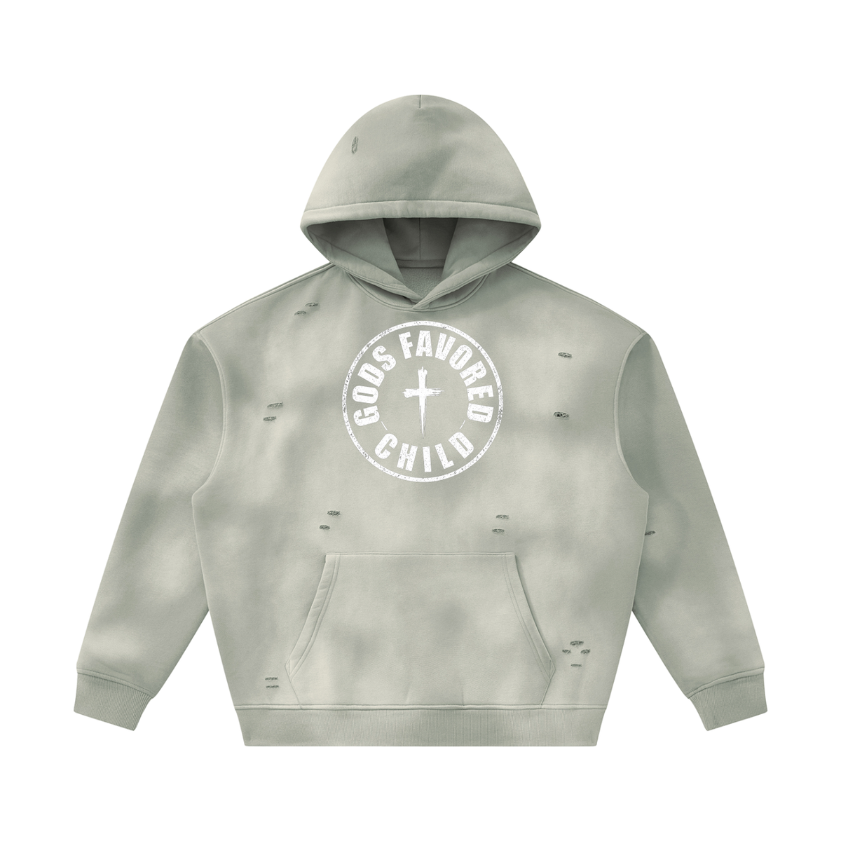 Unisex Sunfade Frayed Fleece Hoodie