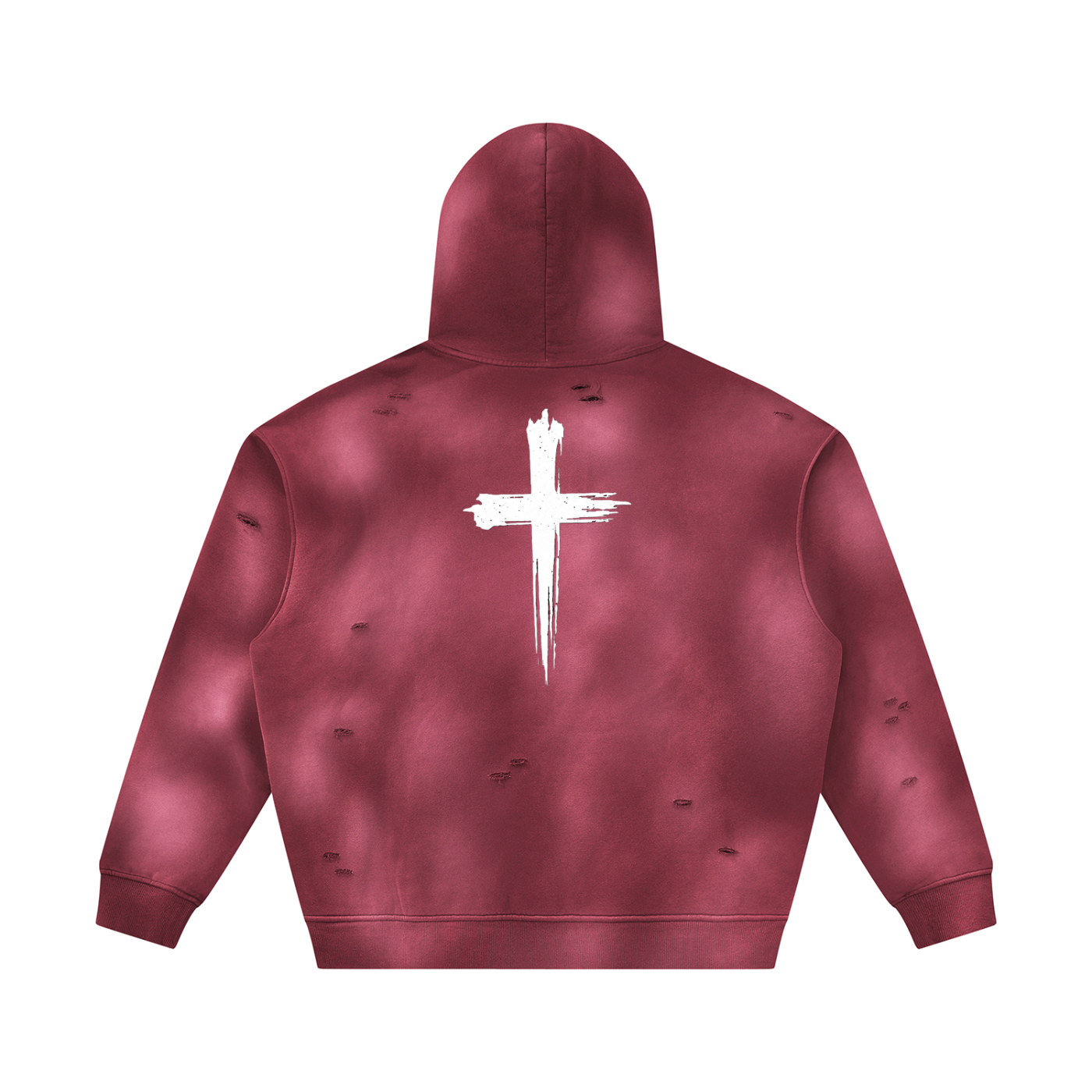 Unisex Sunfade Frayed Fleece Hoodie