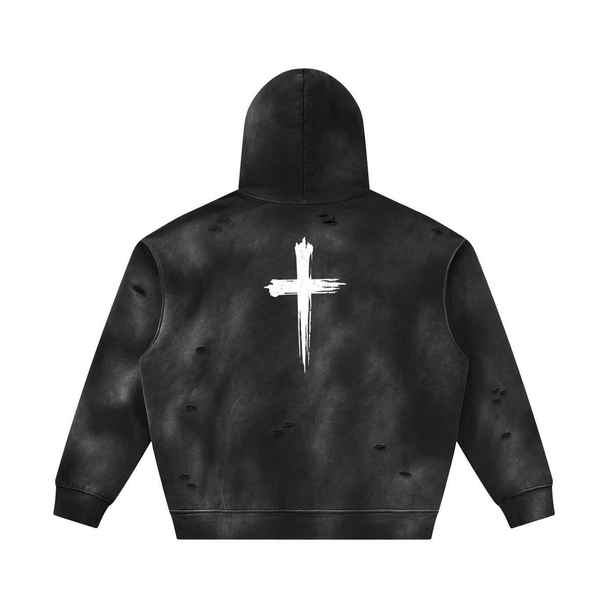 Unisex Sunfade Frayed Fleece Hoodie