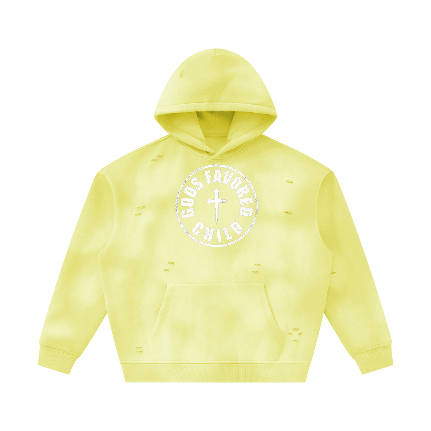 Unisex Sunfade Frayed Fleece Hoodie