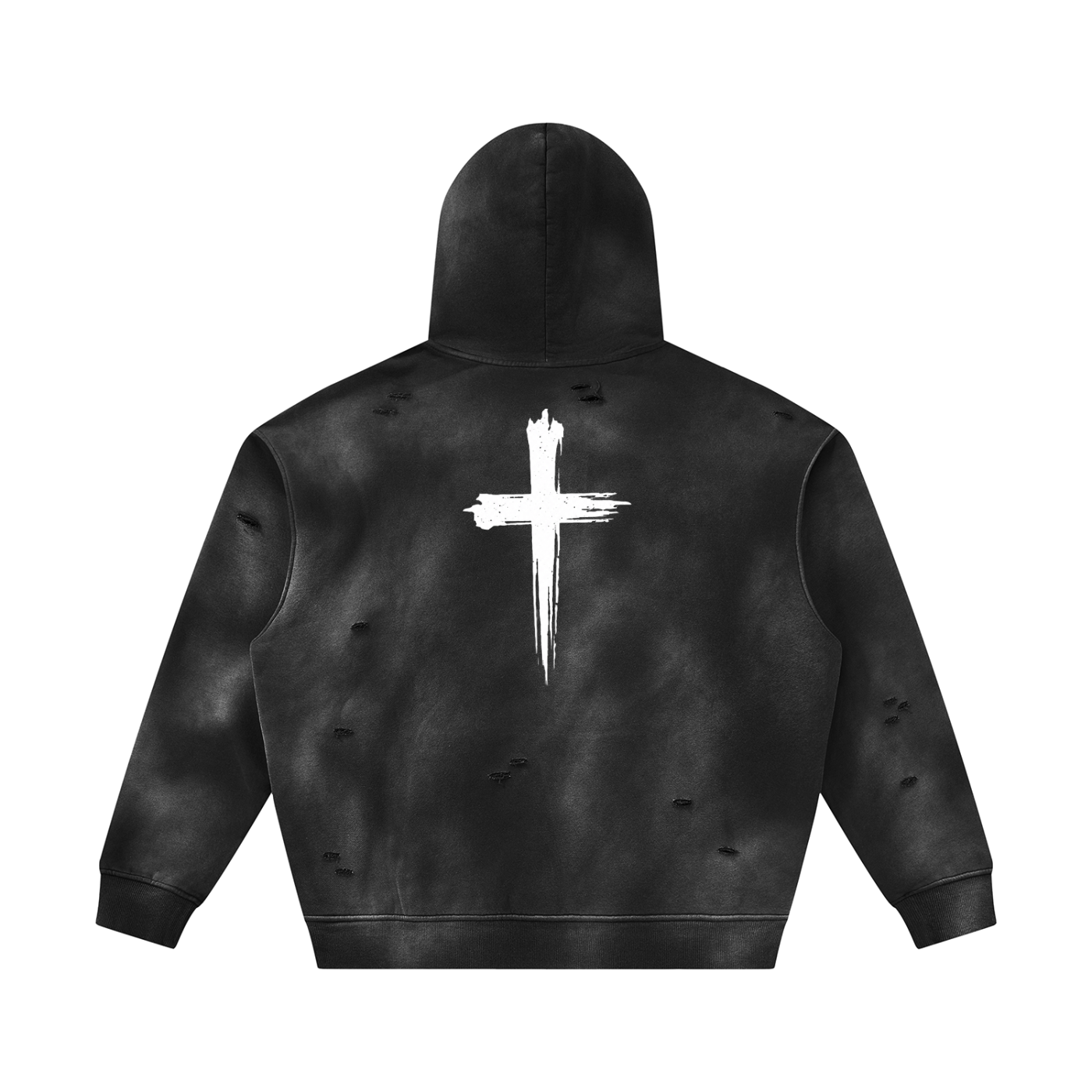 Unisex Sunfade Frayed Fleece Hoodie