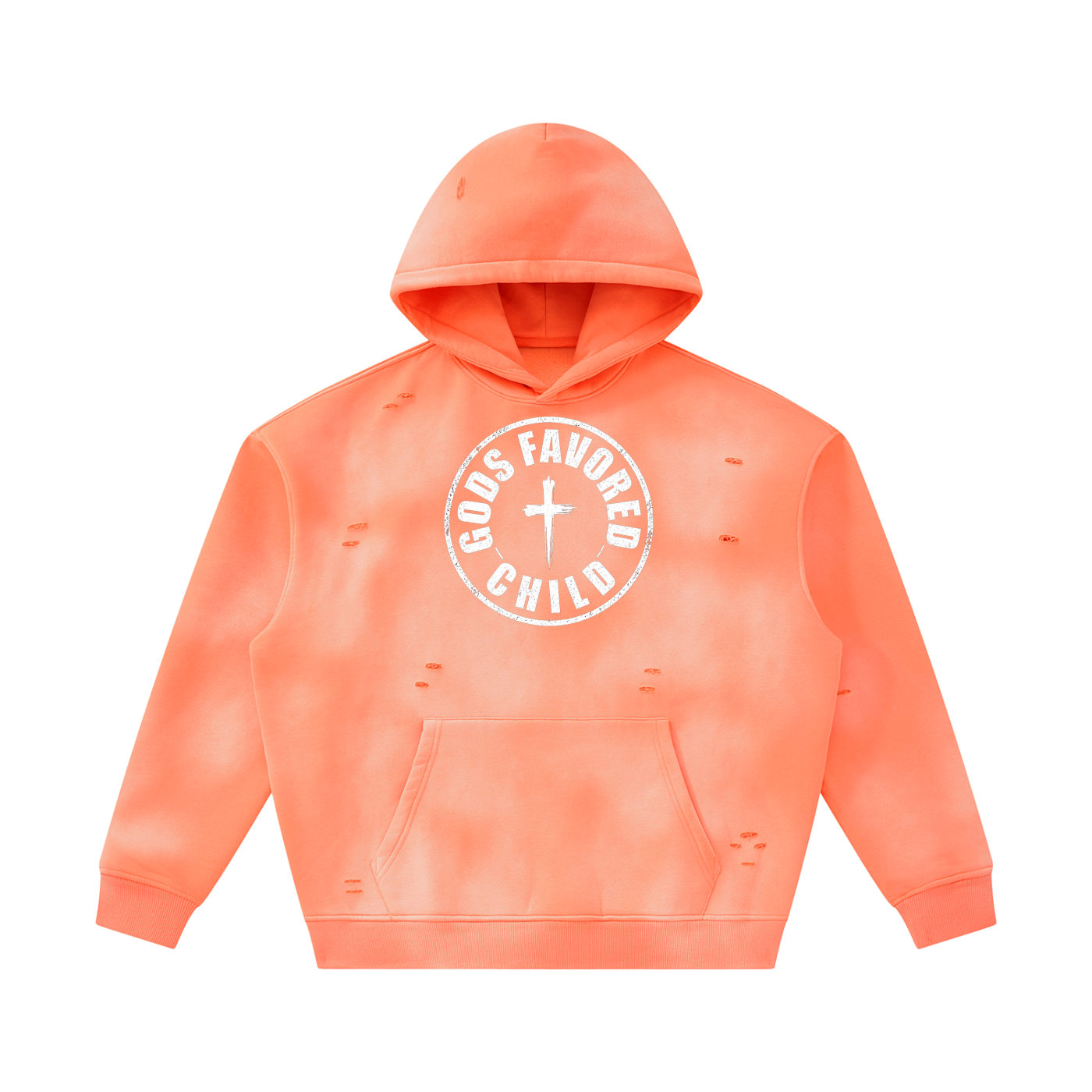 Unisex Sunfade Frayed Fleece Hoodie