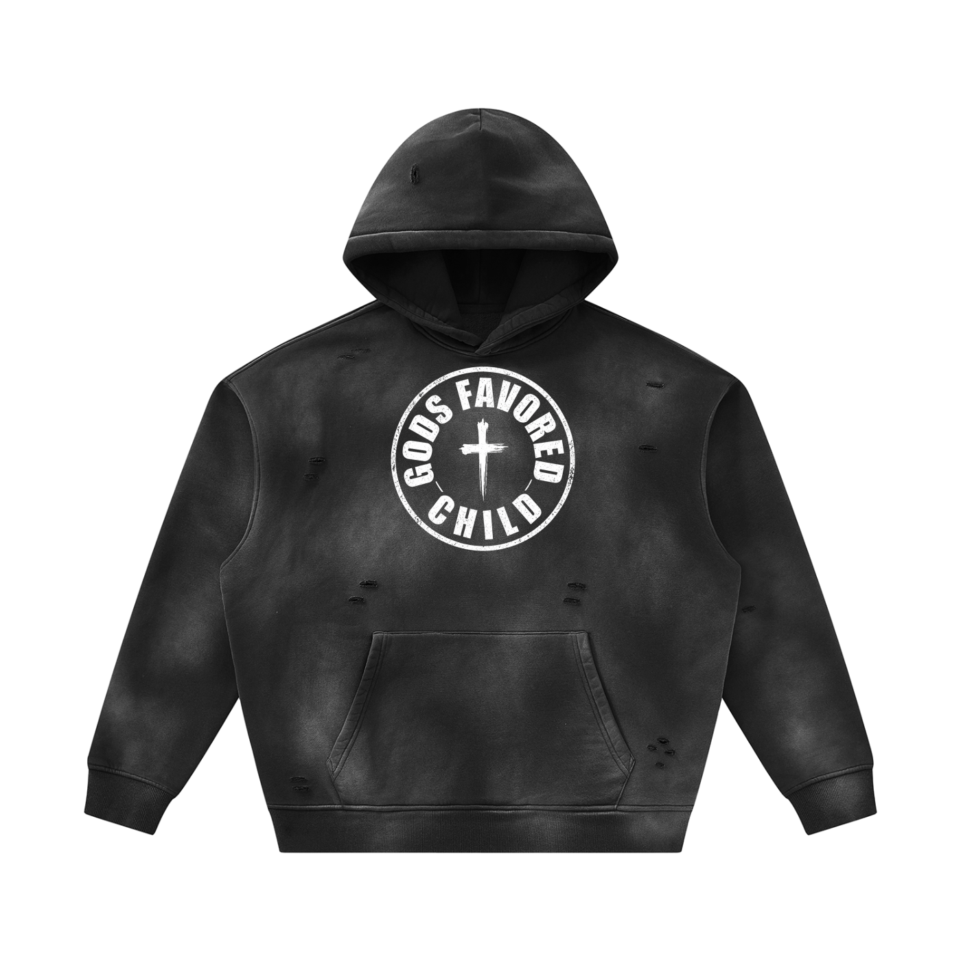 Unisex Sunfade Frayed Fleece Hoodie