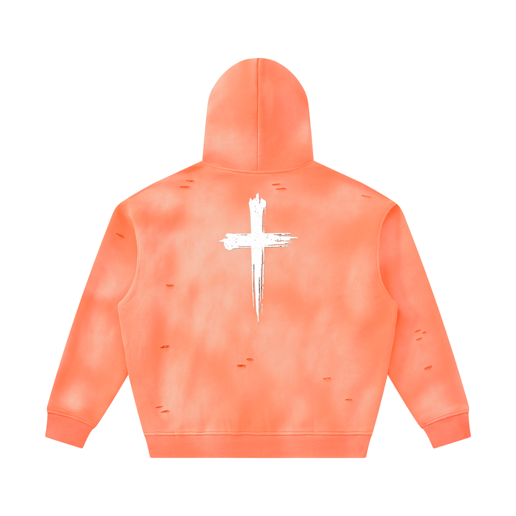 Unisex Sunfade Frayed Fleece Hoodie
