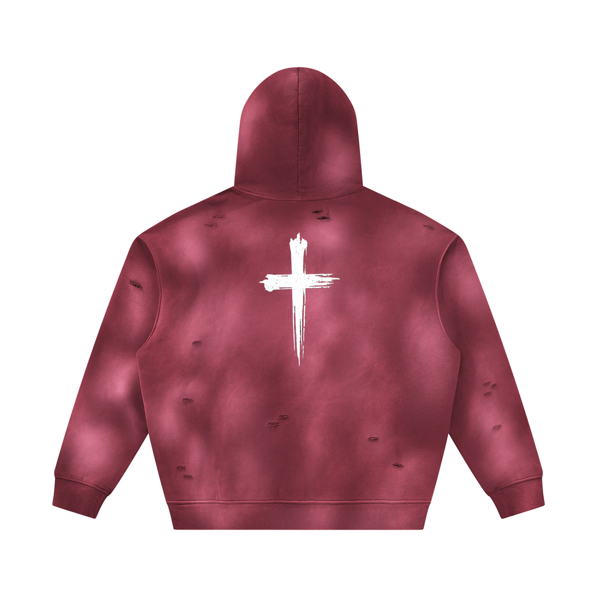 Unisex Sunfade Frayed Fleece Hoodie