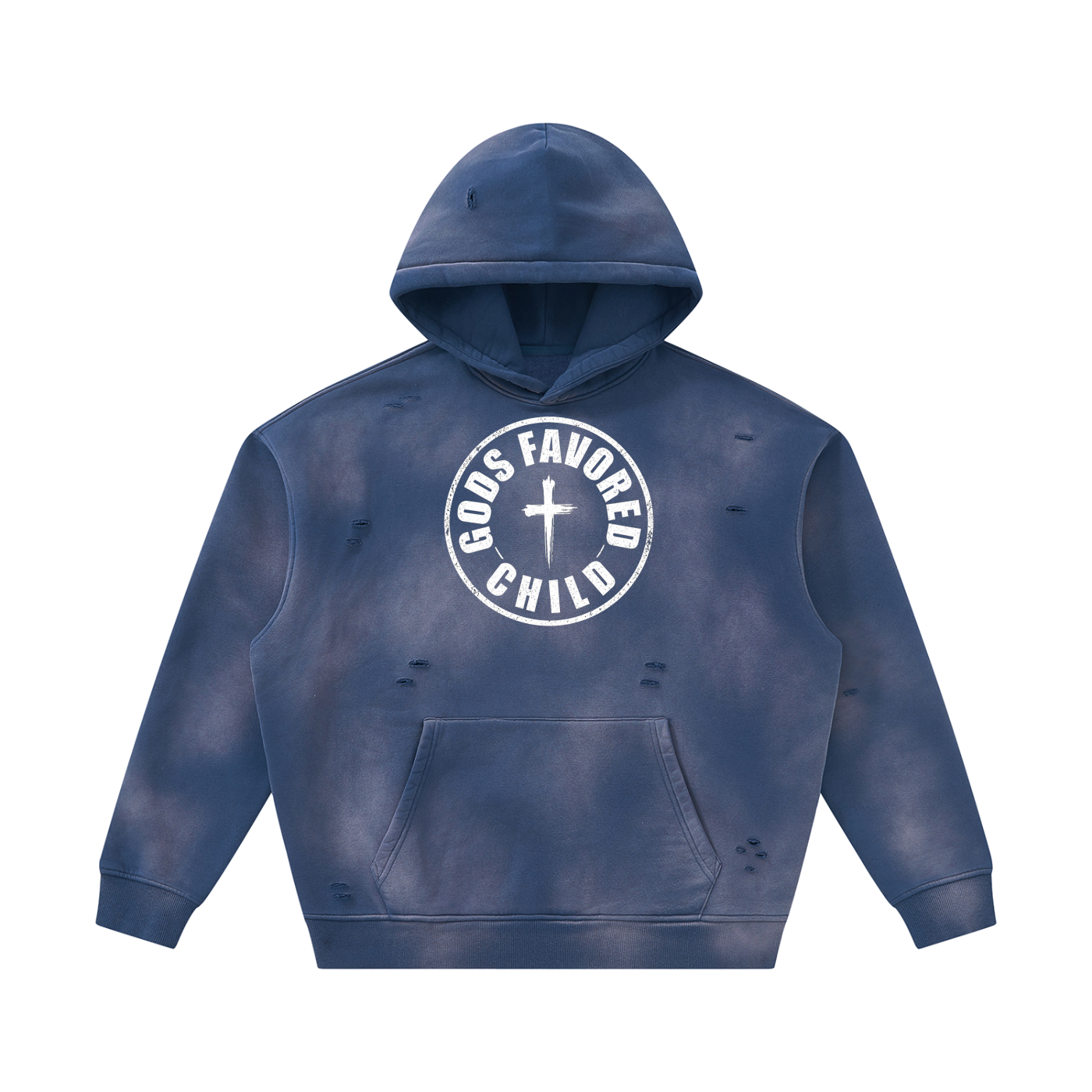 Unisex Sunfade Frayed Fleece Hoodie