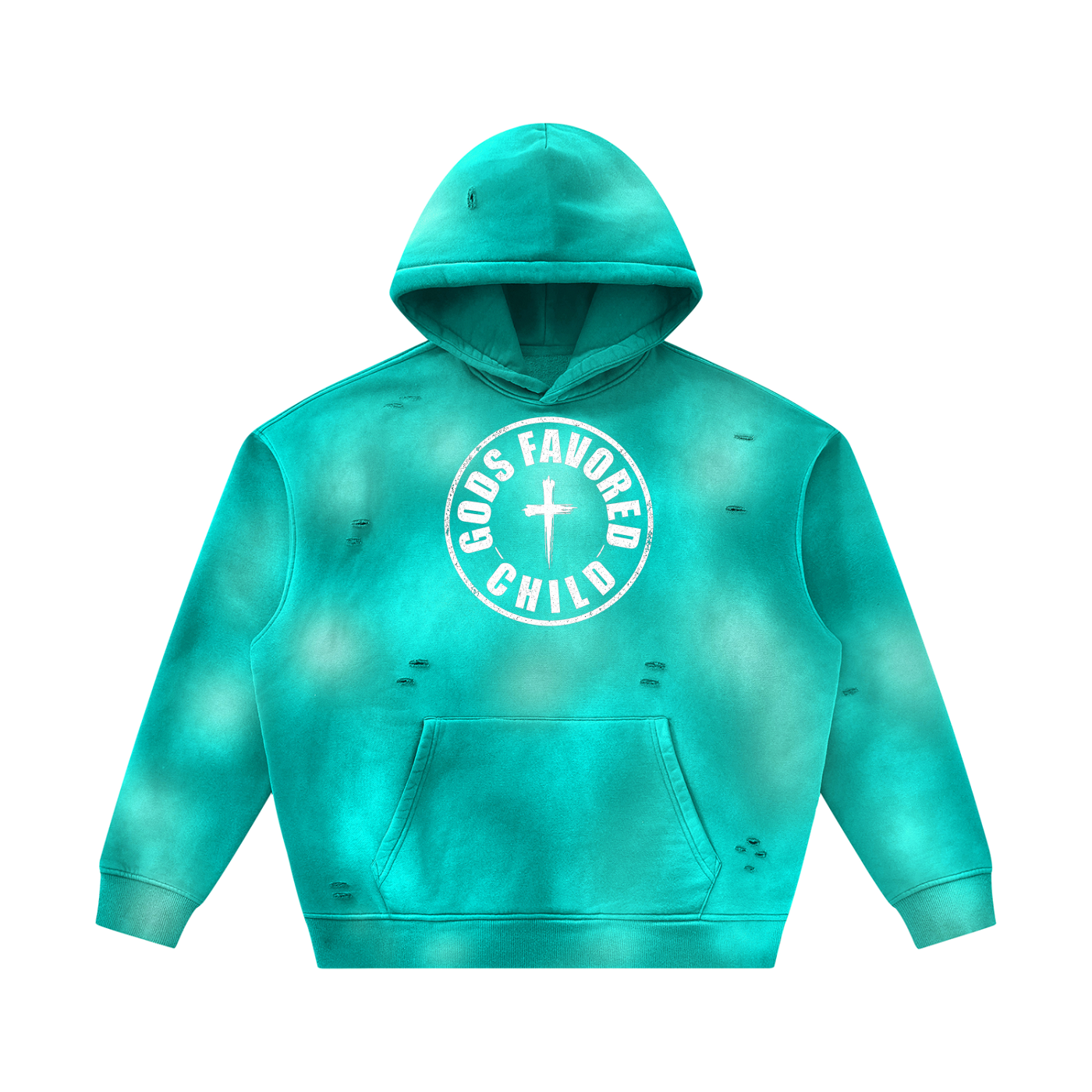 Unisex Sunfade Frayed Fleece Hoodie