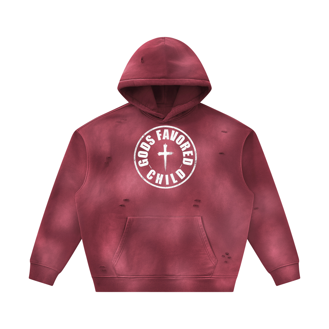 Unisex Sunfade Frayed Fleece Hoodie